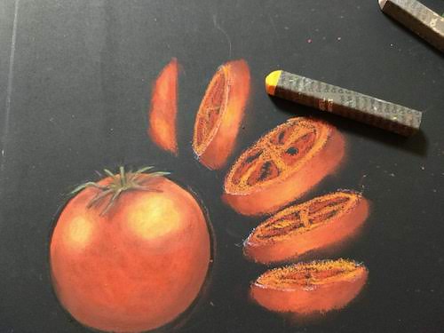 チョークアートでトマト カットトマトの描き方を写真付き解説 Satochalkart チョークアートや黒板にオシャレに手書きイラストや カフェのメニューの書き方