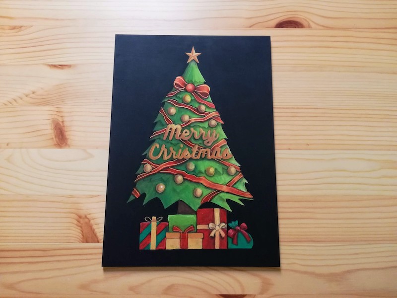 チョークアートでクリスマスツリーの描き方 写真付きで解説 Satochalkart チョークアートや黒板にオシャレに手書きイラストやカフェのメニューの書き方